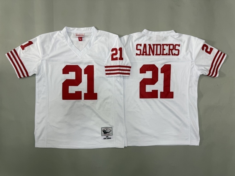 Youth San Francisco 49ers #21 Sanders White Throwback Limited Nike NFL Jersey 02